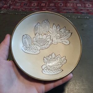 Vintage Nora Fenton 5.5" Hand-Decorated Bowl Made in Hong Kong Brass Outer Shell